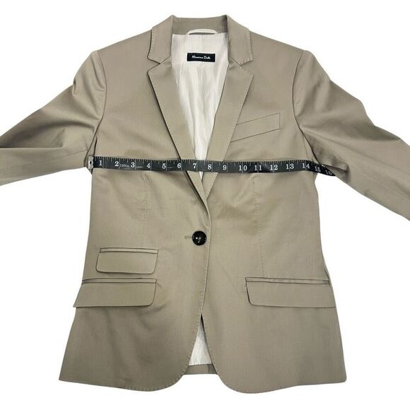 Massimo Dutti Women's Gray Taupe One Button V Neck Single Breasted Blazer Size S - Picture 8 of 16